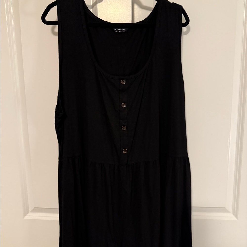 BloomChic Black Buttoned Tank Top
